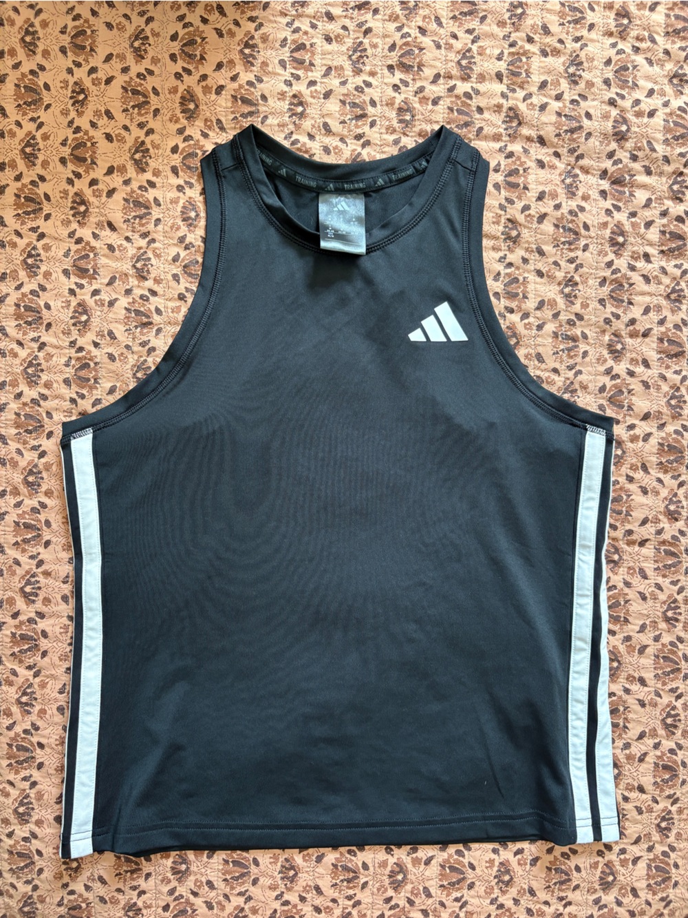 Adidas Black Tank Top with White Stripes
